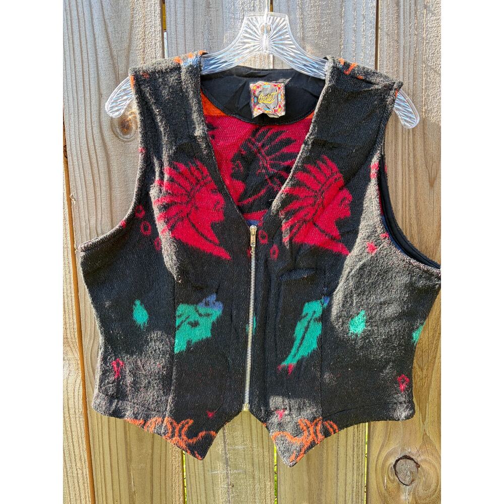 VTG Circle T Western Navajo-Inspired Knit Vest Size L